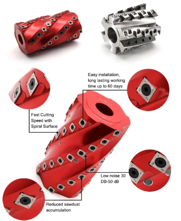 Material do aço de Plum Blossom Type Spiral Cutterhead ou a de alumínio da liga